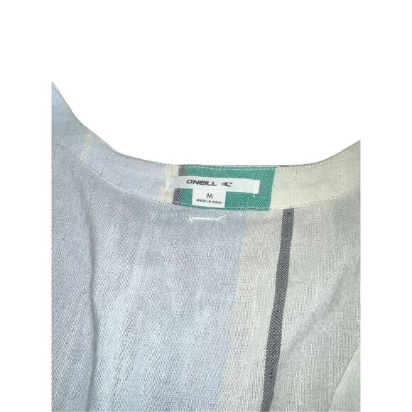 O’Neill woman’s medium Reid Light Blue Multi Stripe Button-Up Midi Dress - Picture 6 of 8